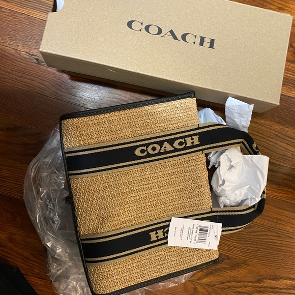 Coach Handbags - Coach Tan and Black Woven Mini Bag